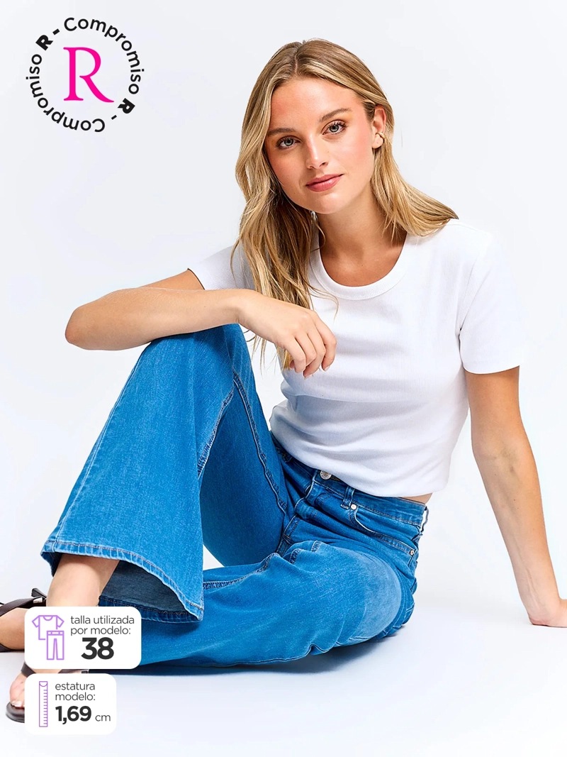 JEANS MUJER INDEX ALGODÓN FLARE BÁSICO - 1