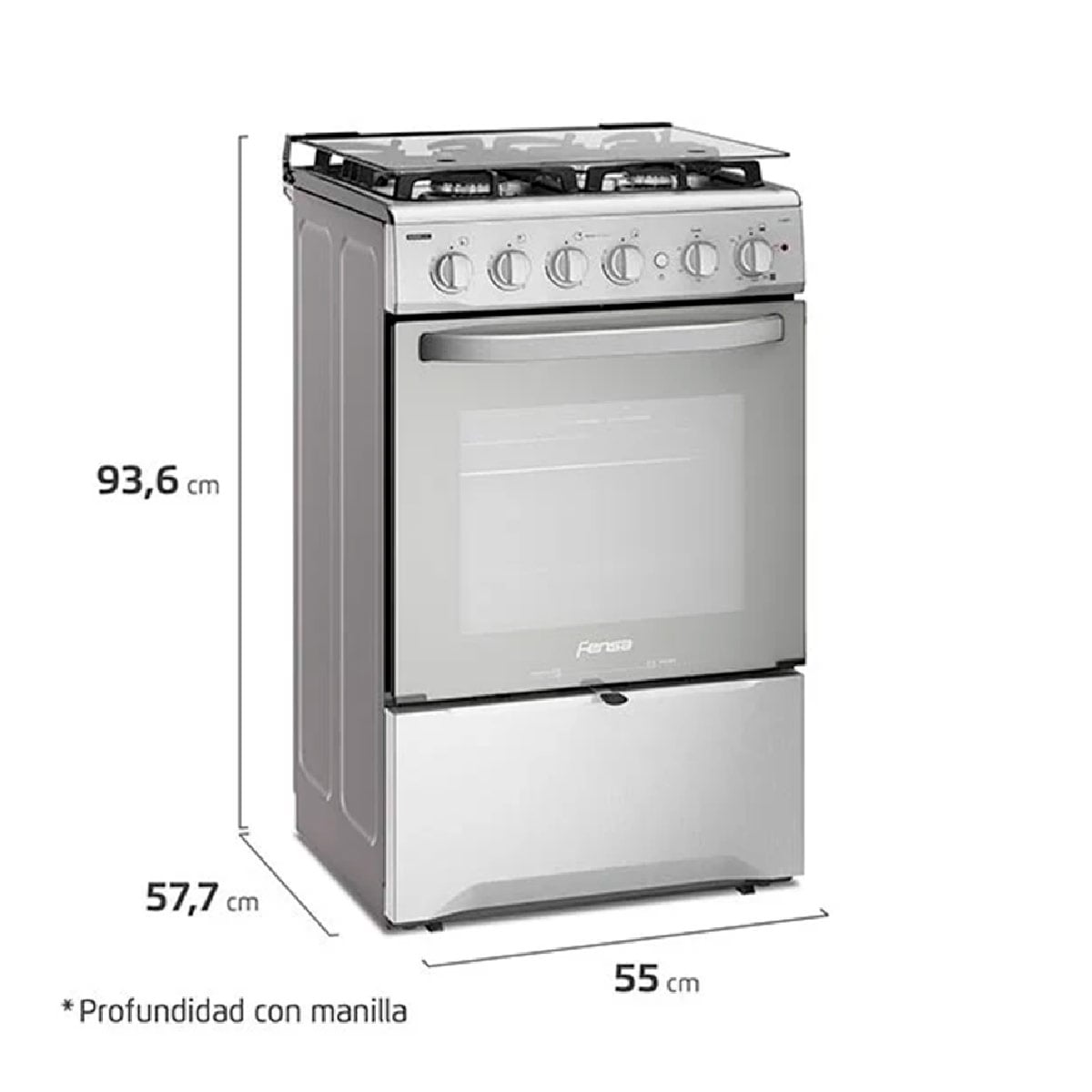 COCINA A GAS FENSA F2808 T 4 PLATOS GRILL GRIS - 2