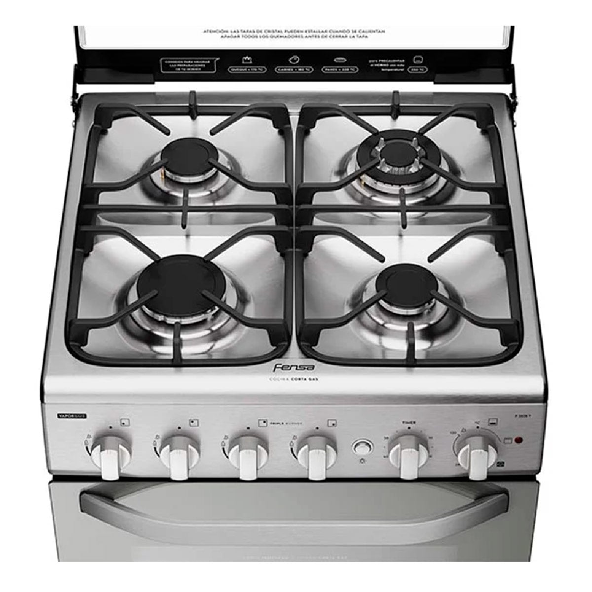 COCINA A GAS FENSA F2808 T 4 PLATOS GRILL GRIS - 4