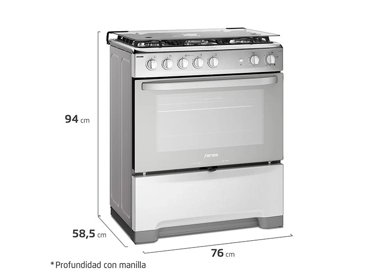 COCINA A GAS FENSA F5500 T 5 PLATOS GRILL GRIS - 2