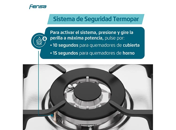 COCINA A GAS FENSA F5500 T 5 PLATOS GRILL GRIS - 7
