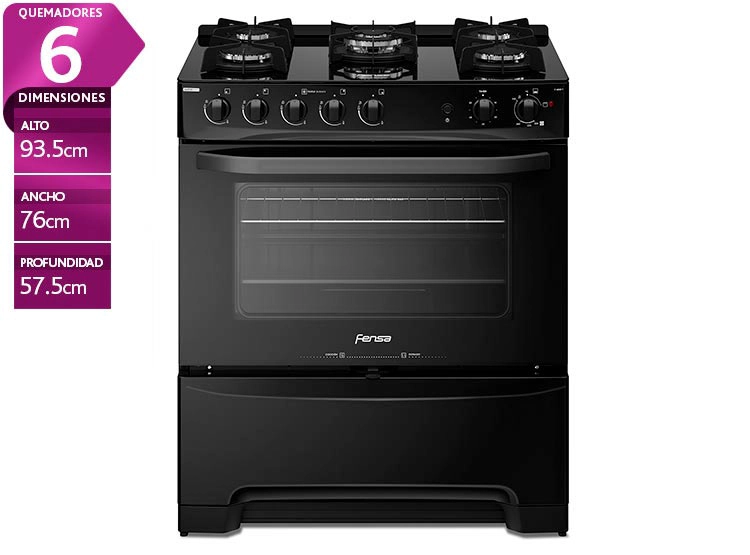 COCINA A GAS FENSA F6500 T 5 PLATOS GRILL NEGRO - 1