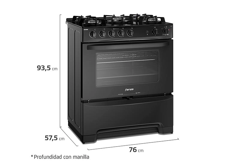 COCINA A GAS FENSA F6500 T 5 PLATOS GRILL NEGRO - 2