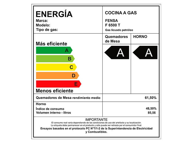 COCINA A GAS FENSA F6500 T 5 PLATOS GRILL NEGRO - 13