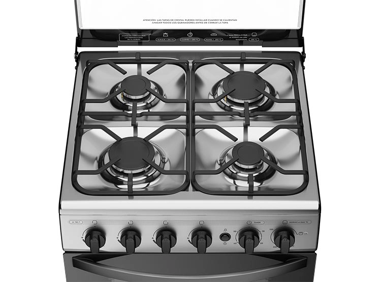 COCINA A GAS MADEMSA M785 T 4 PLATOS GRILL ACERO - 4