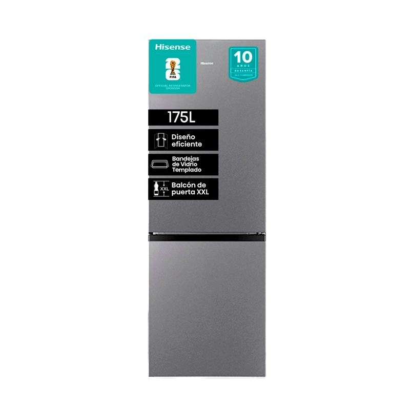 REFRIGERADOR BOTTOM FREEZER HISENSE RD-22DC 165L FRIO DIRECTO ACERO - 2