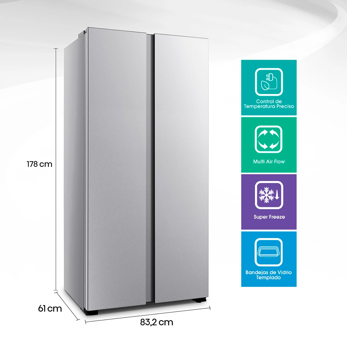 REFRIGERADOR SIDE BY SIDE HISENSE RC-56WS 428L NO FROST ACERO - 2