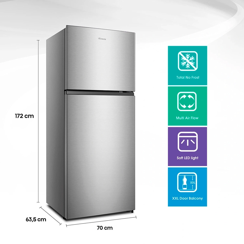 REFRIGERADOR TOP FREEZER HISENSE RD-49WRD 375L NO FROST PLATA - 3
