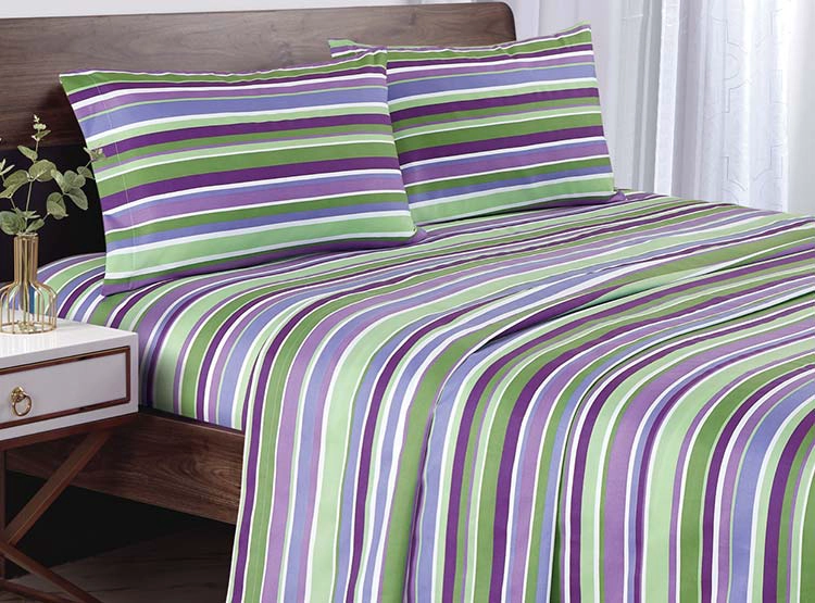 JUEGO DE SÁBANAS ANDES RAYA KING MICROFIBRA LILA ESTAMPADO - 1