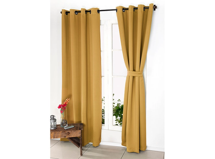 SET CORTINAS DORAL VICTORIA BLACKOUT TEJIDO MOSTAZA - 1