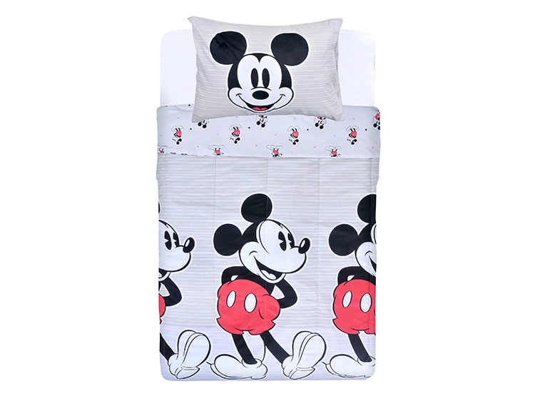 PLUMÓN MASHINI DISNEY MICKEY ORIGINAL 1.5 PLAZAS GRIS CLARO ESTAMPADO - 2