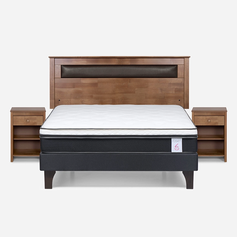JUEGO DE DORMITORIO ROSEN CAMA EUROPEA NEW STYLE 6 BN 2 PLAZAS + SET FERRARA - 1