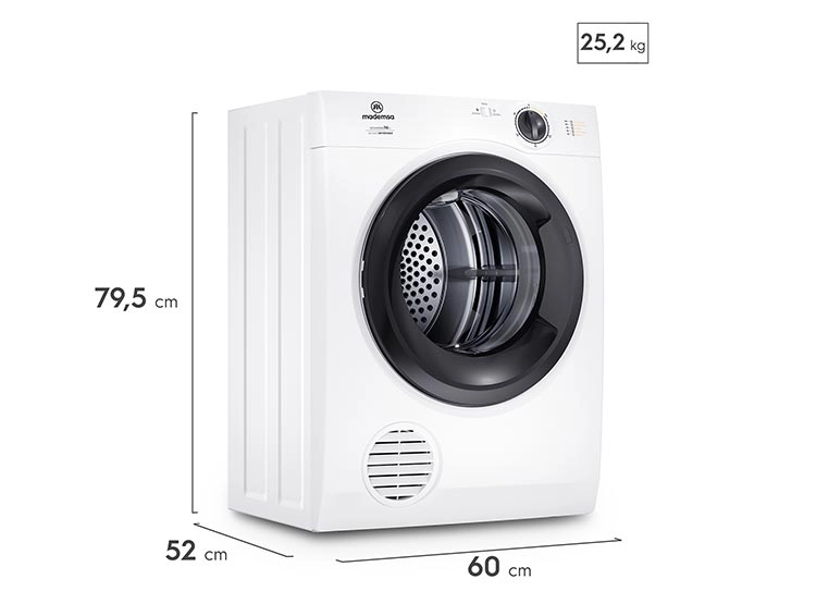 SECADORA DE ROPA POR VENTILACIÓN MADEMSA 7D BZG 7KG BLANCO - 2