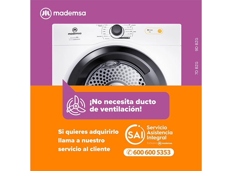 SECADORA DE ROPA POR VENTILACIÓN MADEMSA 7D BZG 7KG BLANCO - 8