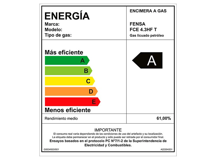 ENCIMERA A GAS FENSA 4 PLATOS FCE 4.3HF T - 6