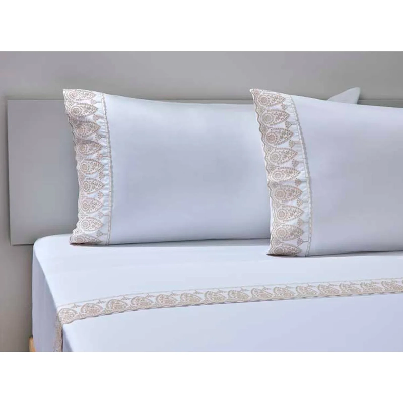 JUEGO DE SÁBANAS RIPLEY HOME NEW KING 180 HILOS ALGODÓN TAUPE BRODERIÉ - 1