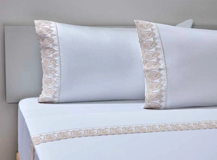 JUEGO DE SÁBANAS RIPLEY HOME NEW SÚPER KING 180 HILOS ALGODÓN TAUPE BRODERIÉ - 1