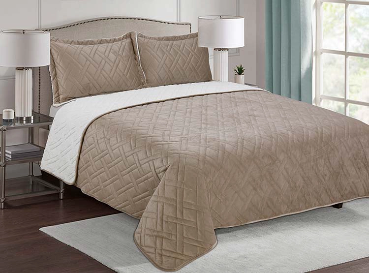COBERTOR ANDES COBERTO VELVET CHIPORRO 2 PLAZAS BEIGE SHERPA - 1