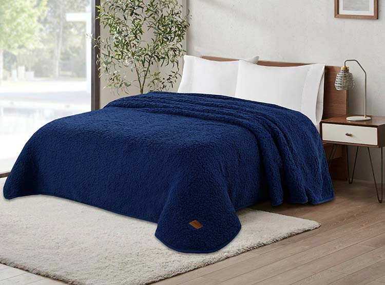FRAZADA ANDES 1.5 PLAZAS 210 X 160 CM SHERPA AZUL - 1
