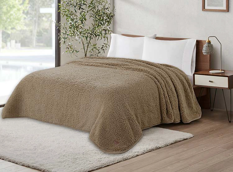 FRAZADA ANDES 1.5 PLAZAS 210 X 160 CM SHERPA BEIGE - 1
