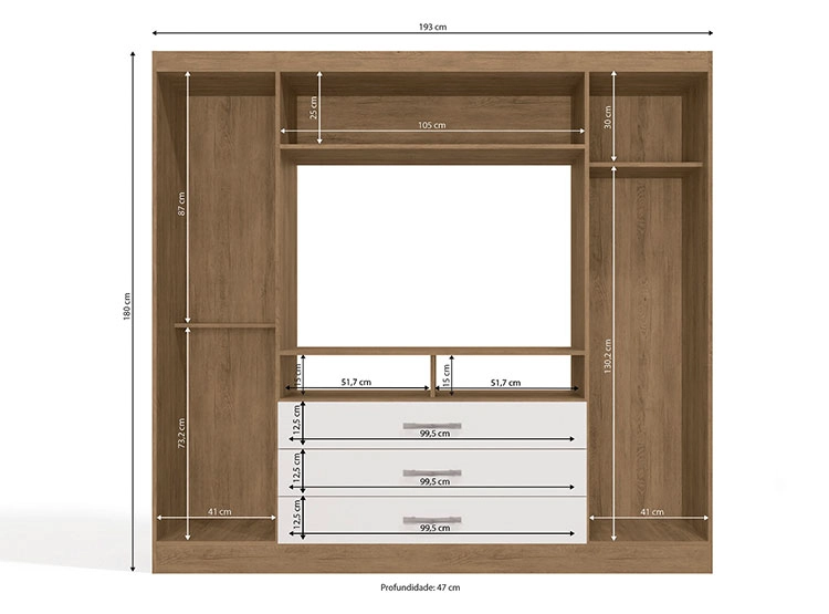 CLOSET YARDAS FREIJO G584 LCD 46 2 PUERTAS 3 CAJONES BLANCO - 3