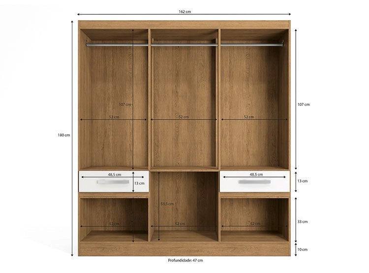CLOSET YARDAS FREIJO B544 6 PUERTAS 2 CAJONES BLANCO - 3