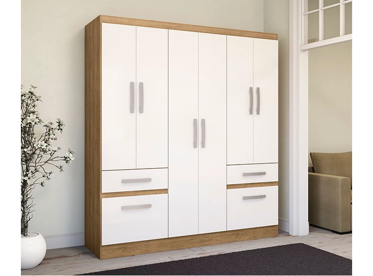 CLOSET YARDAS FREIJO B544 6 PUERTAS 2 CAJONES BLANCO - 4