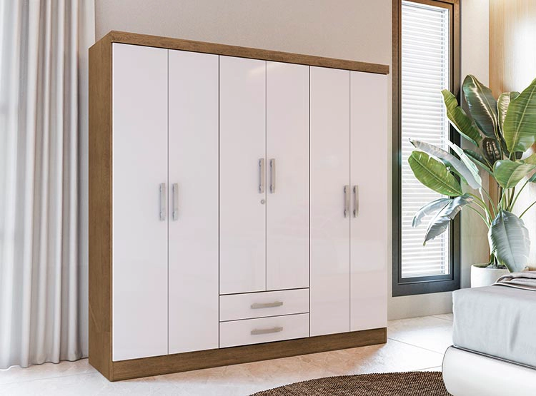 CLOSET YARDAS FREIJO S446 6 PUERTAS 2 CAJONES BLANCO - 4