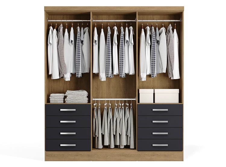 CLOSET YARDAS FREIJO S338 6 PUERTAS 8 CAJONES NEGRO MATE - 2