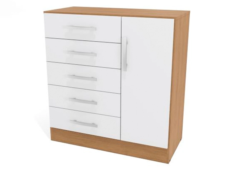 CÓMODA YARDAS FREIJO S265 1 PUERTA 5 CAJONES BLANCO - 2