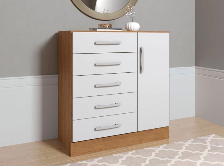 CÓMODA YARDAS FREIJO S265 1 PUERTA 5 CAJONES BLANCO - 6