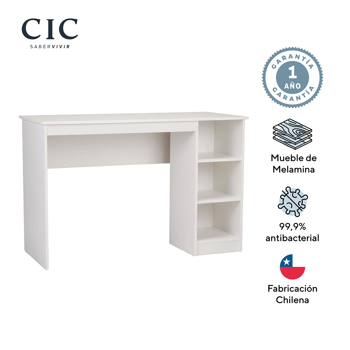 ESCRITORIO CIC 2 REPISAS 123X53X80 CM BLANCO - 1