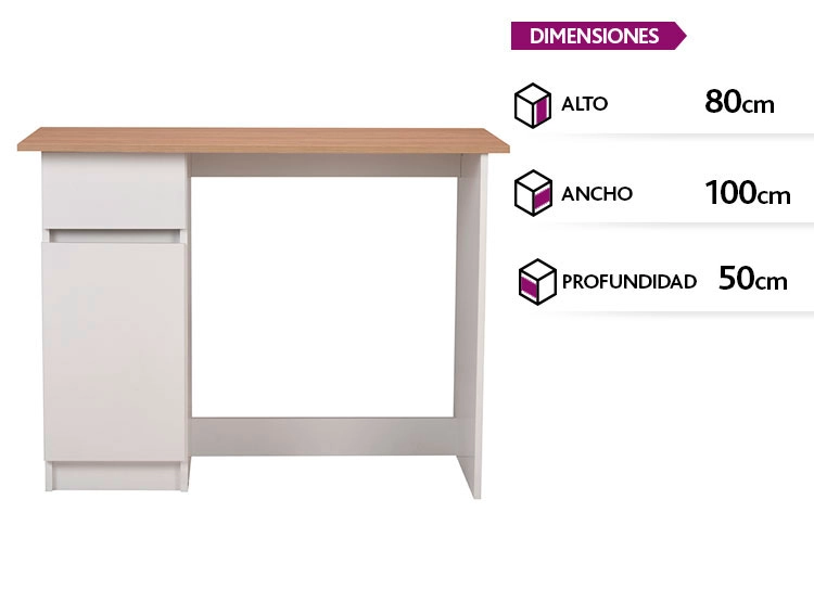 ESCRITORIO CIC NEW 1 PUERTA / 1 CAJON BLANCO OLMO ALP - 1