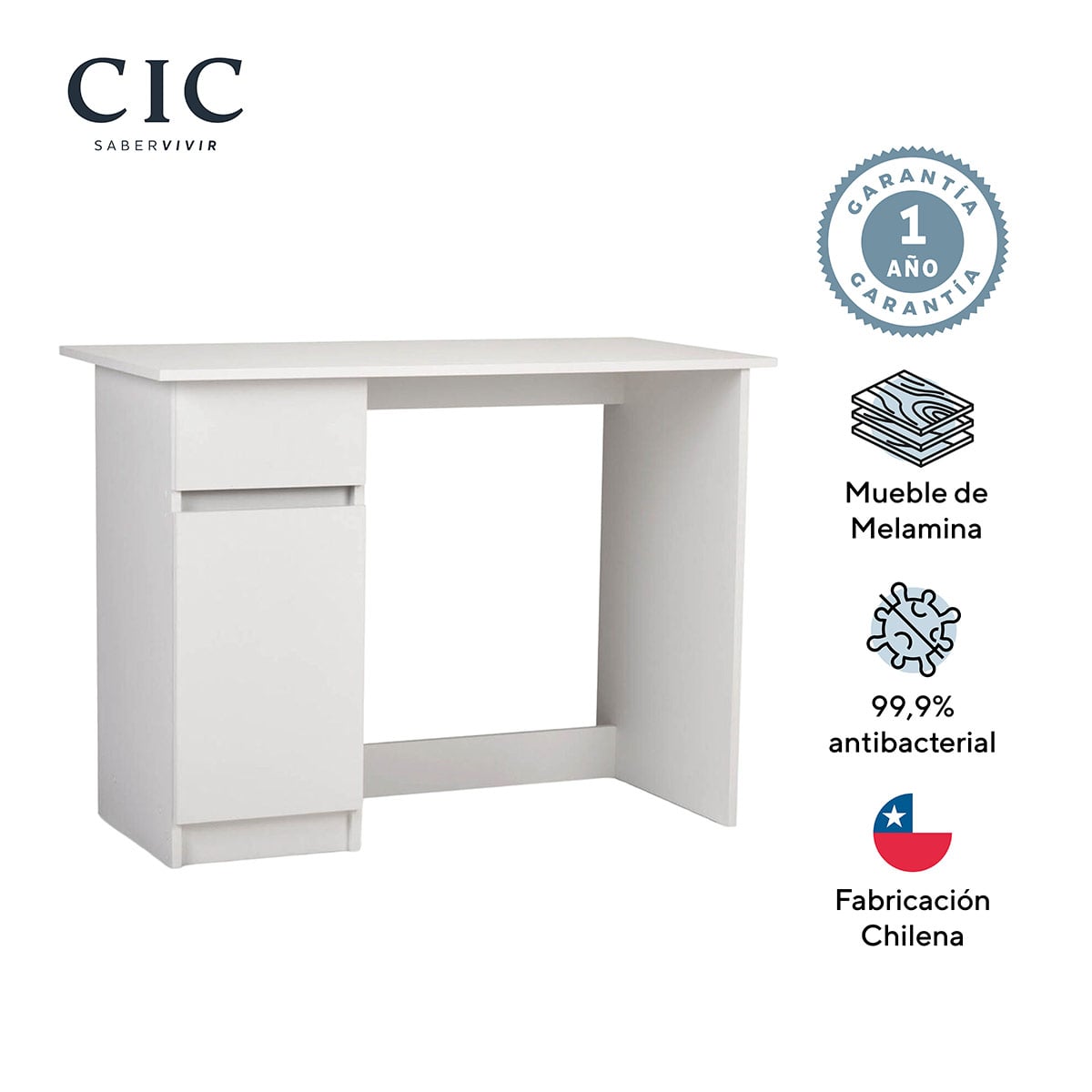 ESCRITORIO CIC NEW 1 PUERTA / 1 CAJON BLANCO - 1