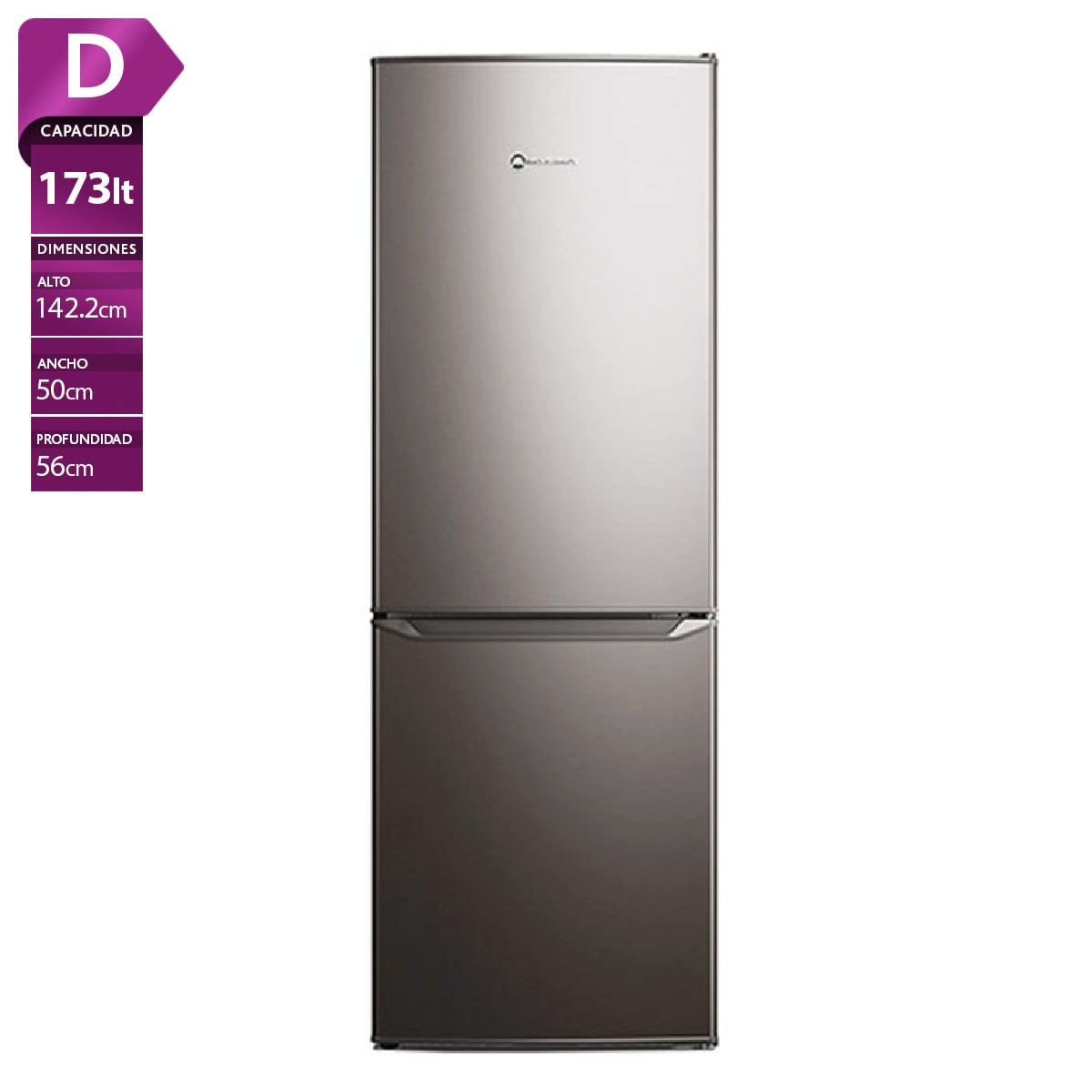 REFRIGERADOR BOTTOM FREEZER MADEMSA MED165 173L FRIO DIRECTO ACERO