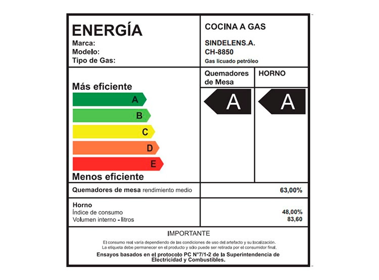 COCINA A GAS SINDELEN CH-8850RD 5 PLATOS NEGRO - 6