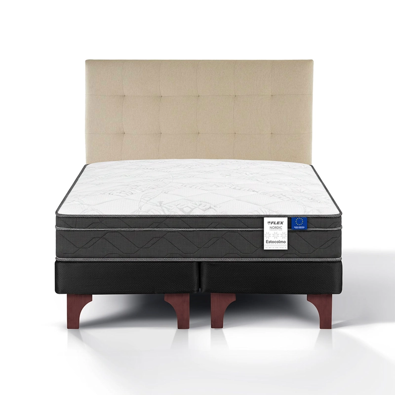 JUEGO DE DORMITORIO FLEX CAMA EUROPEA ESTOCOLMO BD 2 PLAZAS + RESPALDO DESIGN CRUDO - 2