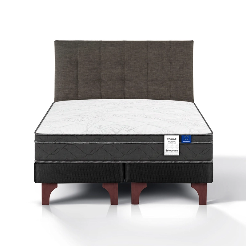 JUEGO DE DORMITORIO FLEX CAMA EUROPEA ESTOCOLMO BD 2 PLAZAS + RESPALDO DESIGN GRAFITO - 2