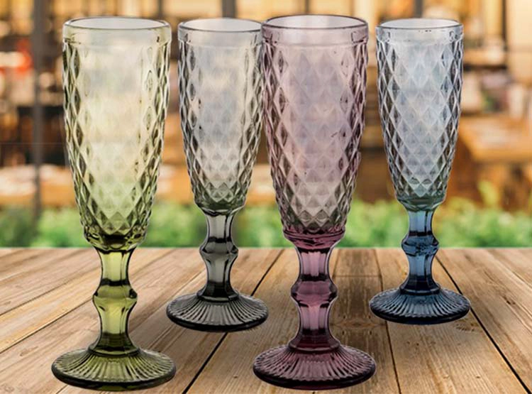 SET 4 COPAS CUISINE MURANO CHAMPAGNA VIDRIO MULTICOLOR - 1