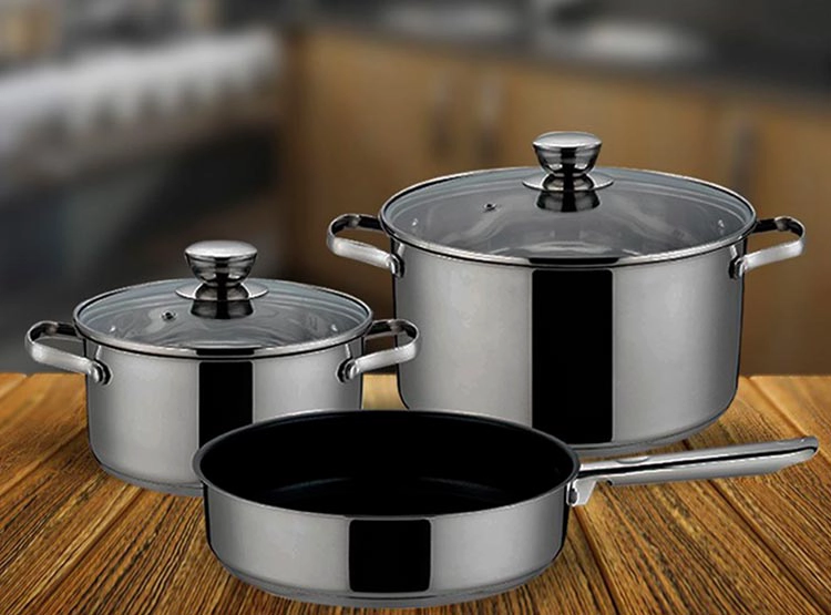 BATERÍA DE COCINA CUISINE ANGELE ANTIADHERENTE GRIS 5 PIEZAS - 1