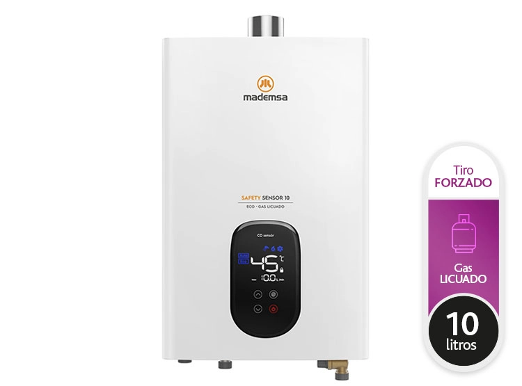 CALEFONT GAS LICUADO 10 LITROS TIRO FORZADO SENSOR DE MONÓXIDO DE CARBONO