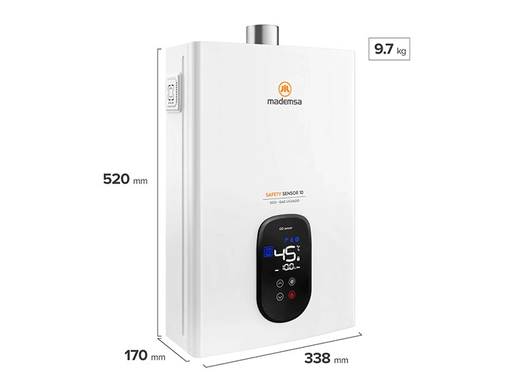 CALEFONT GAS LICUADO 10 LITROS TIRO FORZADO SENSOR DE MONÓXIDO DE CARBONO - 5