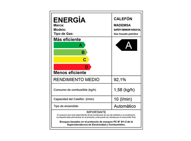 CALEFONT GAS LICUADO 10 LITROS TIRO FORZADO SENSOR DE MONÓXIDO DE CARBONO - 7
