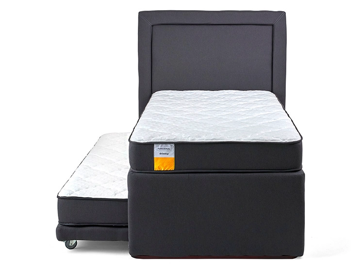 SET CAMA NIDO DRIMKIP 1.5 PLAZAS GRIS + RESPALDO - 1