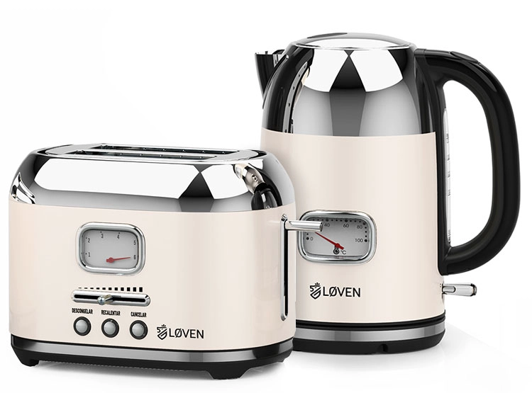 SET DE DESAYUNO LOVEN HERVIDOR RETRO KOKER + TOSTADOR RETRO BRODRISTER