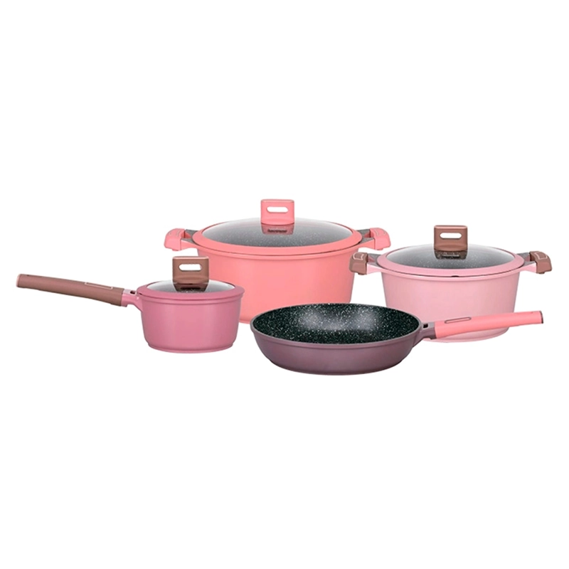 BATERÍA DE COCINA LOVEN RIBE ROSADO 7 PIEZAS - 1
