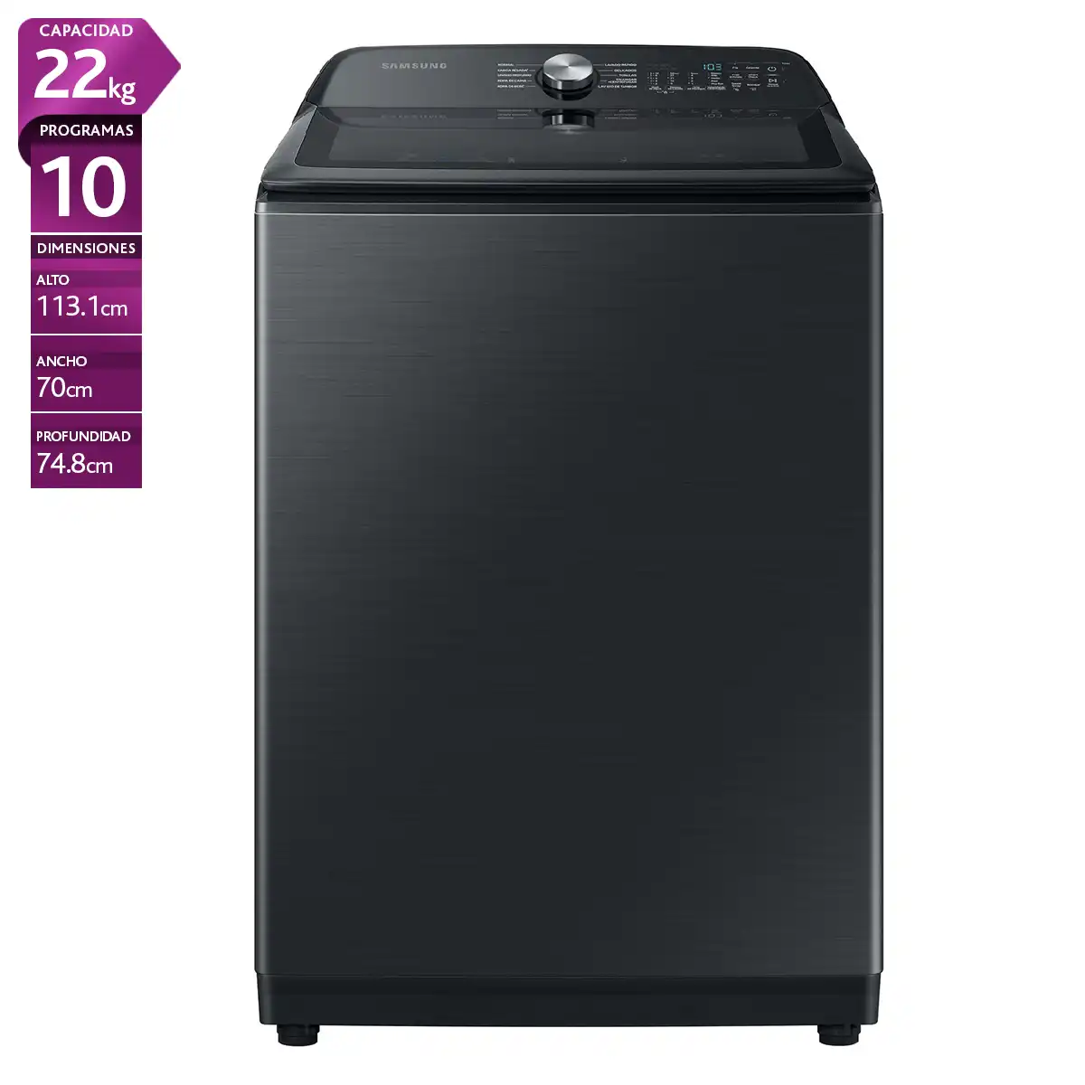 LAVADORA CARGA SUPERIOR SAMSUNG WA22A8370GV 22KG NEGRO - 1