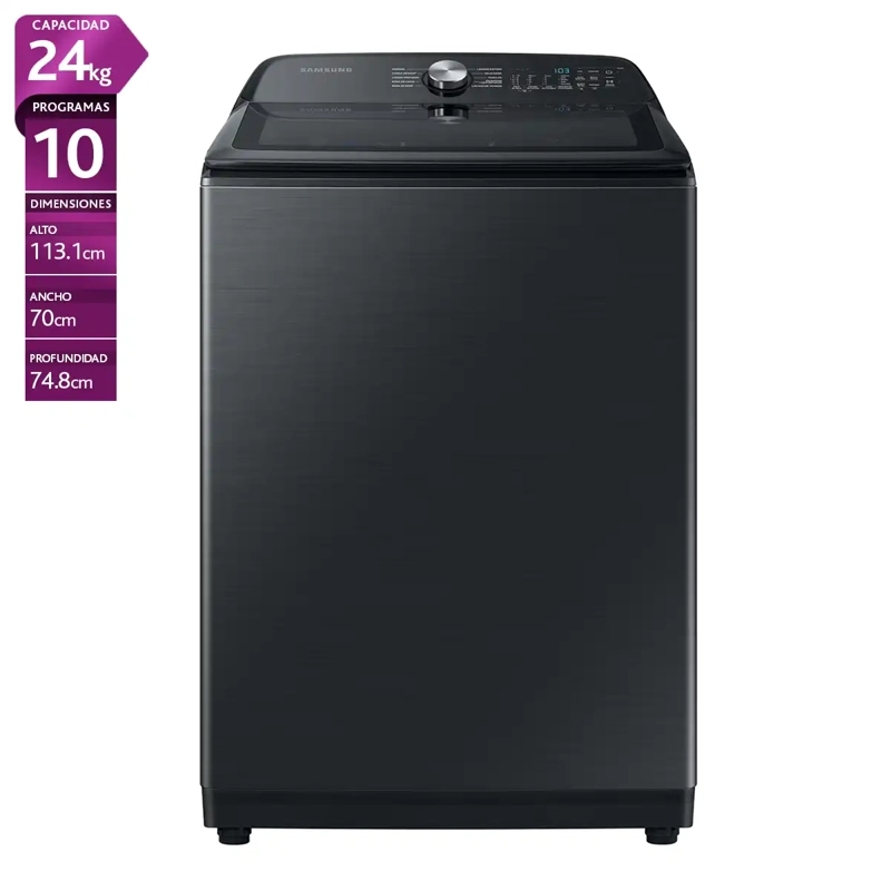 LAVADORA CARGA SUPERIOR SAMSUNG WA24A8370GV 24KG NEGRO