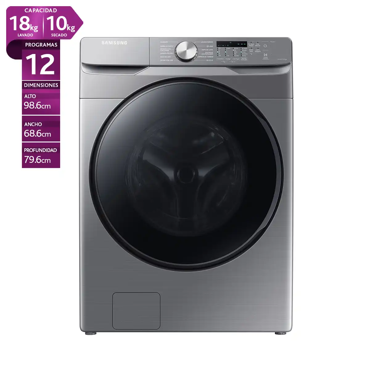 LAVADORA SECADORA SAMSUNG 18 KG 10 KG WD18T6000GP/ZS SMARTTHINGS - 1