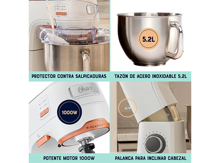 BATIDORA PLANETARIA OSTER® CON TECNOLOGÍA HEATSOFT™ FPSTSMPL4W - 8